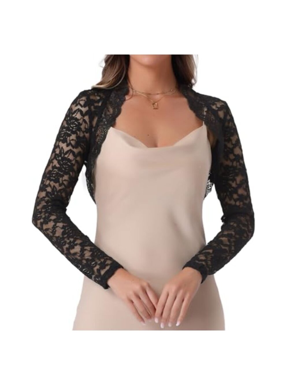 Floral Lace Bolero Shrug Long Sleeve Crop Cardigan Elegant